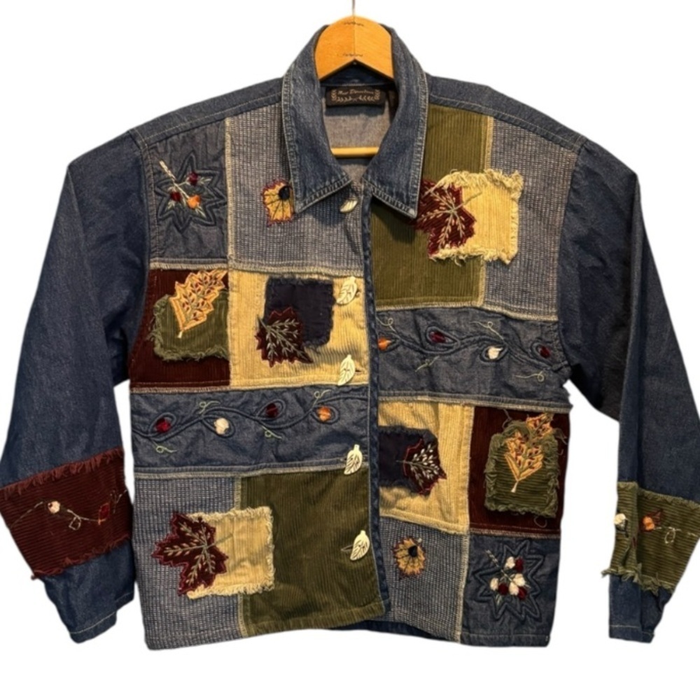 New Direction Denim Patchwork Button Down Shirt S… - image 8